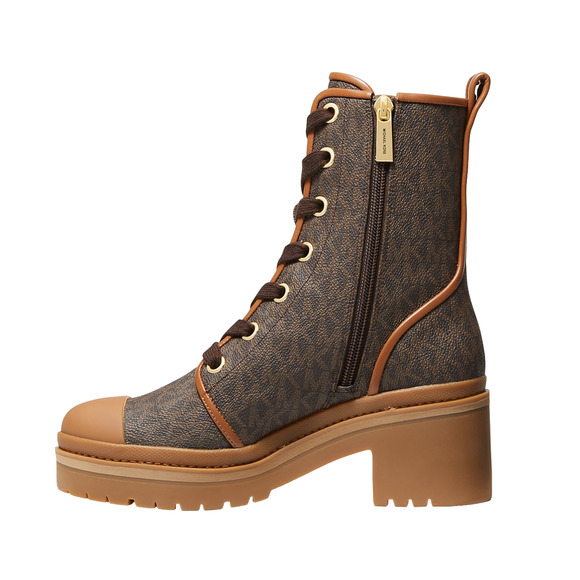 Michael Kors Corey MK Logo Combat Boot Bootie Brown 7.5 New $325 - Picture 4 of 6